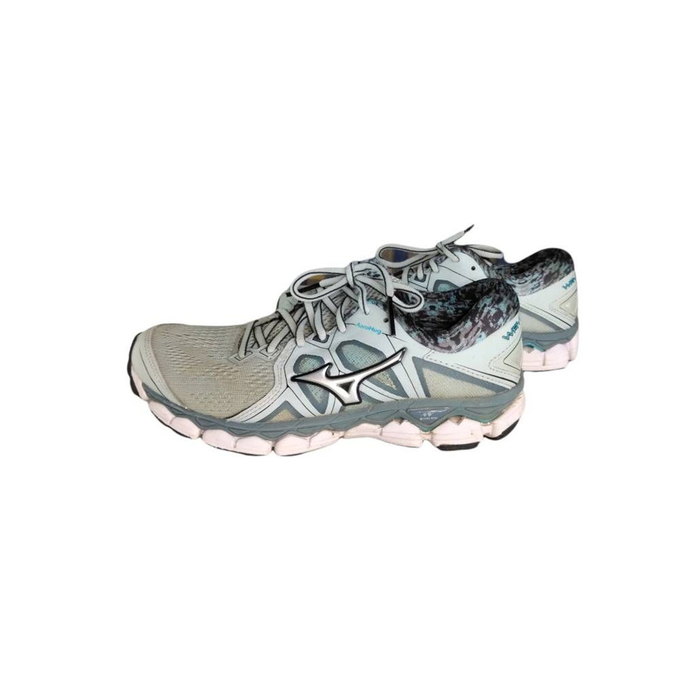 Mizuno Womens Wave Sky 2 Running Shoes Gray Blue J1GD180204 Lace Up Mesh 6.5M